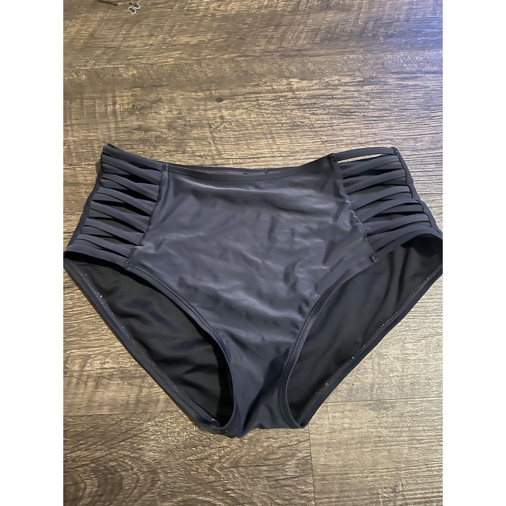 RELLECIGA Womens Bikini Bottom High Waisted Strappy Side Black S